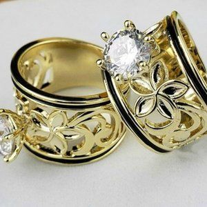 15mm Gold Plated Hawaiian Heirloom CZ Ring